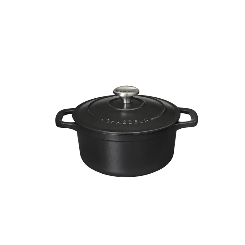 chasseur-14-cm-runder-schmortopf-gusseisen-emailliert-mattschwarz-0-9-liter-indu image 1