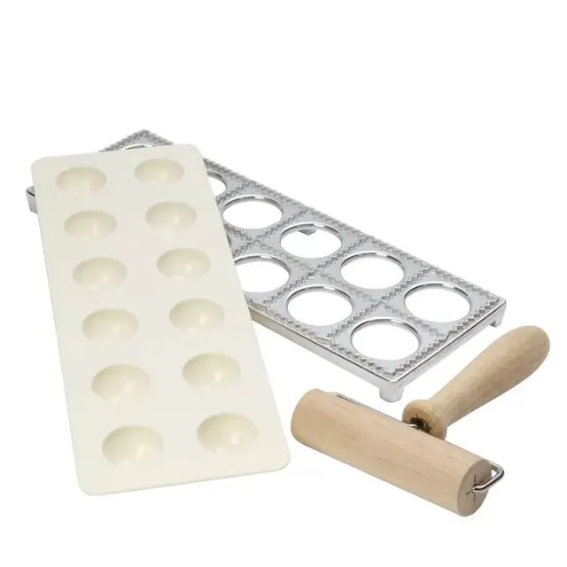 dexam-ravioli-making-kit-ravioli-set-mit-rahmen-presse-und-holz-nudelholz-f-r-12 image 1