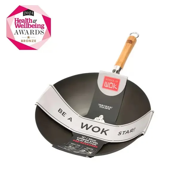 school-of-wok-by-dexam-wok-30-cm-12-voreingebrannter-kohlenstoffstahl-wok-indukt image 1