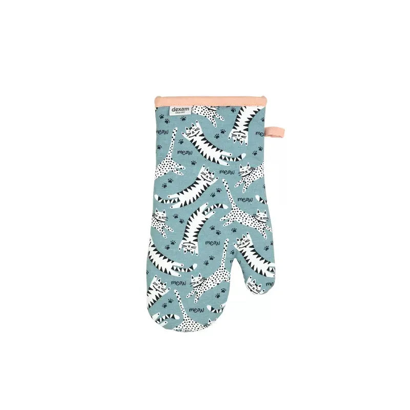 meow-ofenhandschuh-aus-recycelter-baumwolle-blau-mit-katzen-motiv-hitzeisoliert- image 1