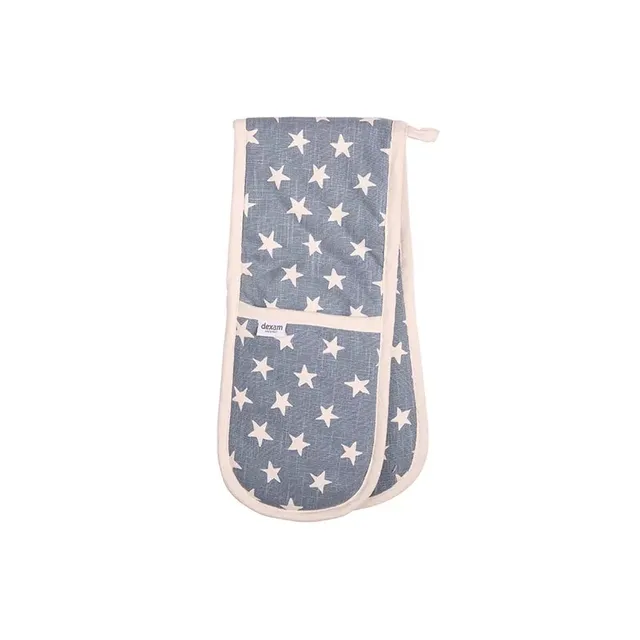 dexam-organic-star-doppelt-ofenhandschuhe-blau-100-bio-baumwolle image 1