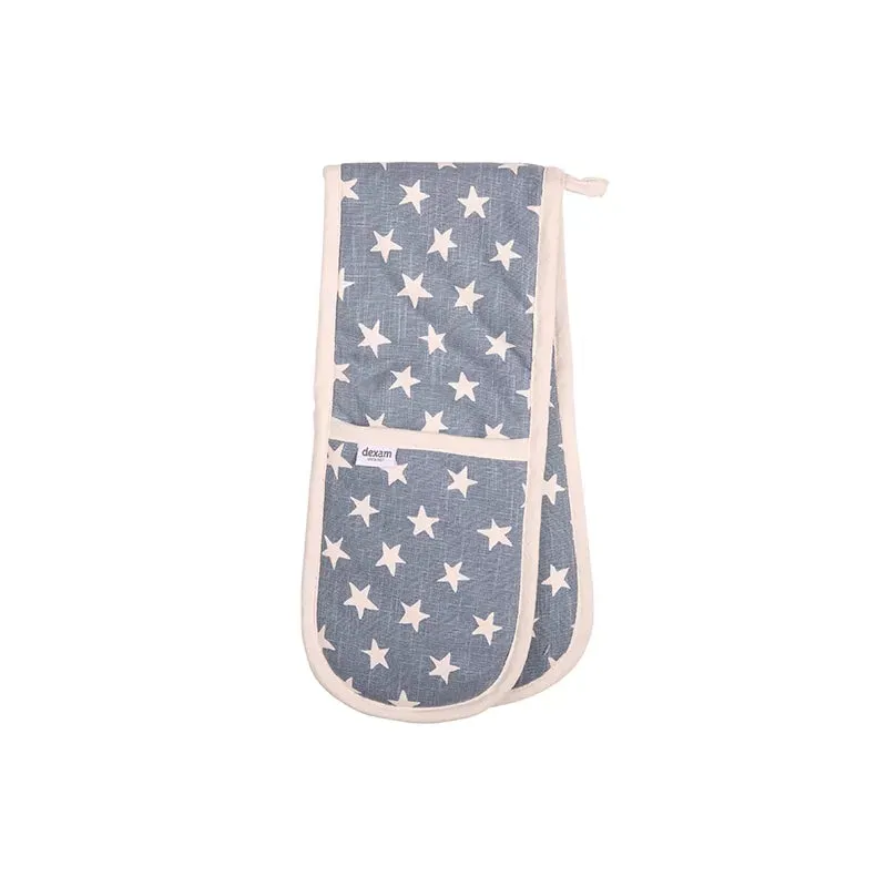 dexam-organic-star-doppelt-ofenhandschuhe-blau-100-bio-baumwolle image 1