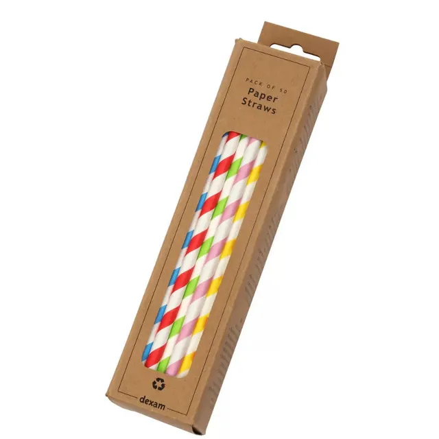 dexam-50er-pack-gestreifte-papierhalme-paper-straws-bunt-gemischt-wiederverwendb image 1