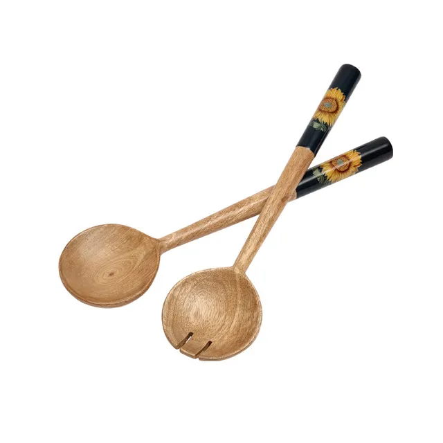 rhs-sunflower-salatbesteck-aus-mango-holz-navy-handbemalte-griffe image 1
