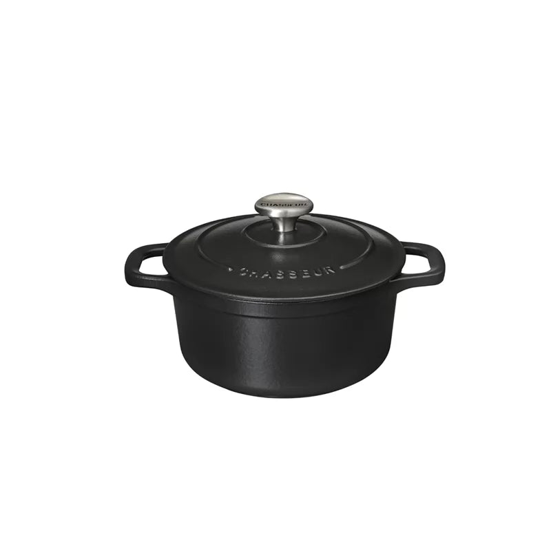 chasseur-14-cm-runder-schmortopf-gusseisen-emailliert-mattschwarz-0-9-liter-indu image 1