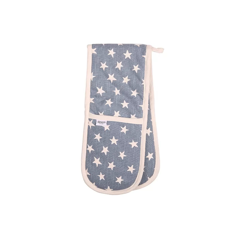 dexam-organic-star-doppelt-ofenhandschuhe-blau-100-bio-baumwolle image 1
