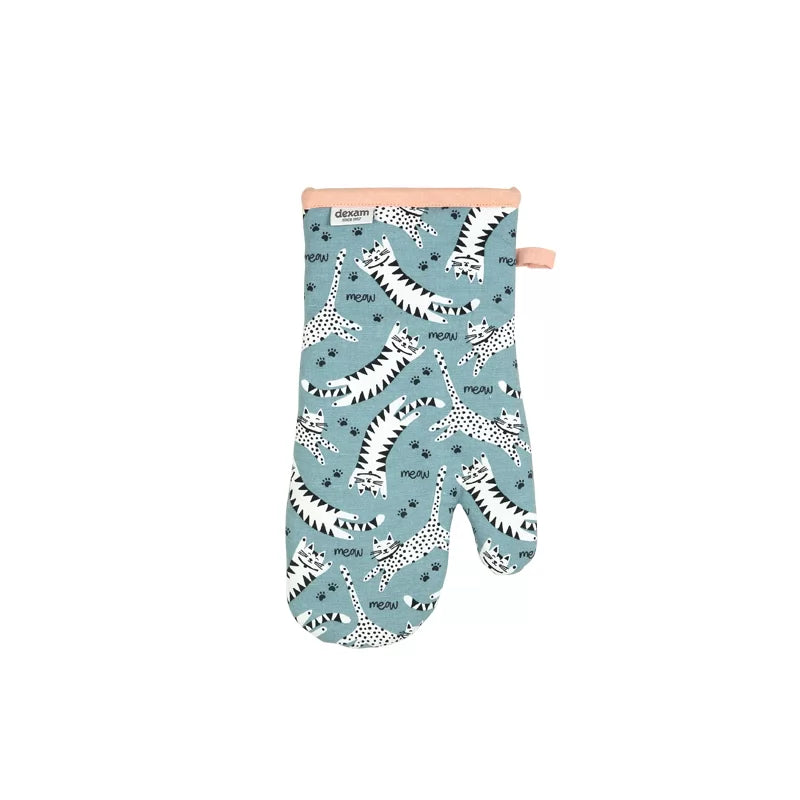 meow-ofenhandschuh-aus-recycelter-baumwolle-blau-mit-katzen-motiv-hitzeisoliert- image 1