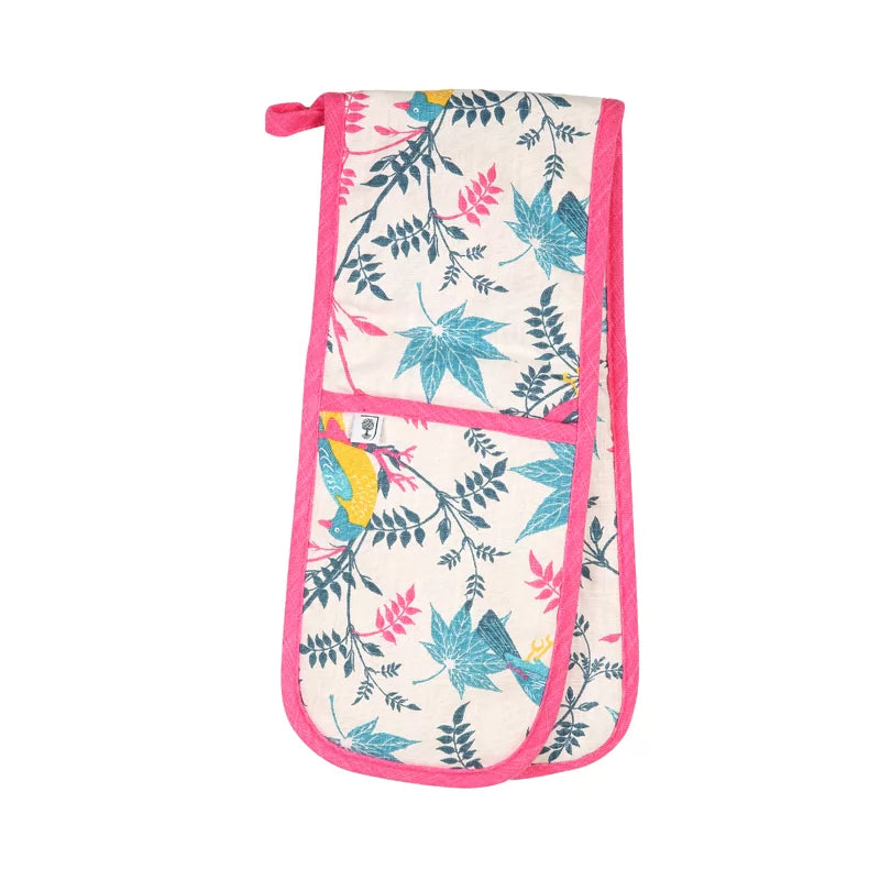 dexam-rhs-birds-double-oven-gloves-ofenhandschuhe-aus-bio-baumwolle-motiv-stone image 1